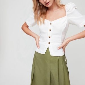 Aritzia White Linen Blouse in XS